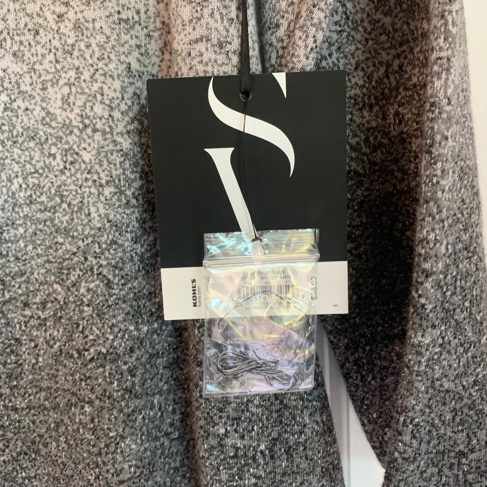 Simply Vera Womens Metallic Gray Ombre Asymmetrical Knit Sweater Top L New - Picture 6 of 10